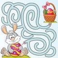 Help little bunny find path to easter basket with eggs. Labyrinth. Maze game for kids